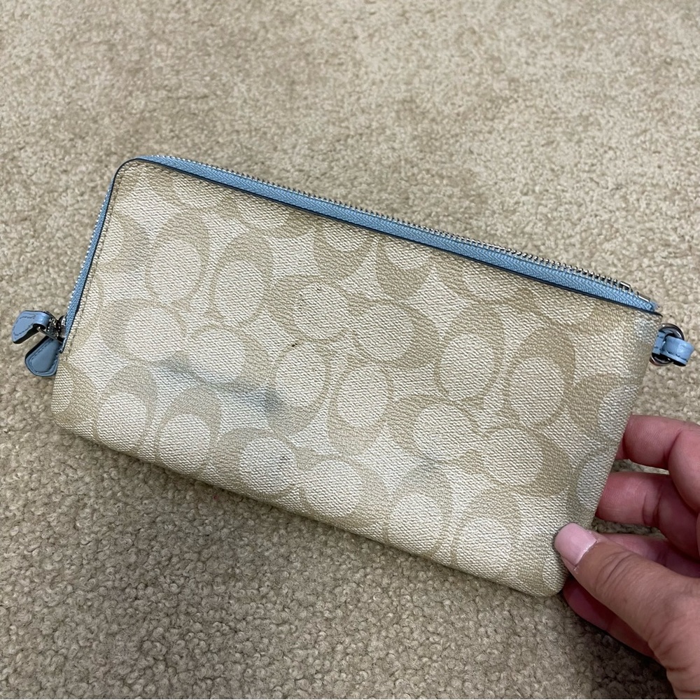 Coach Cream and Blue Wristlet Clutch - Picture 5 of 9
